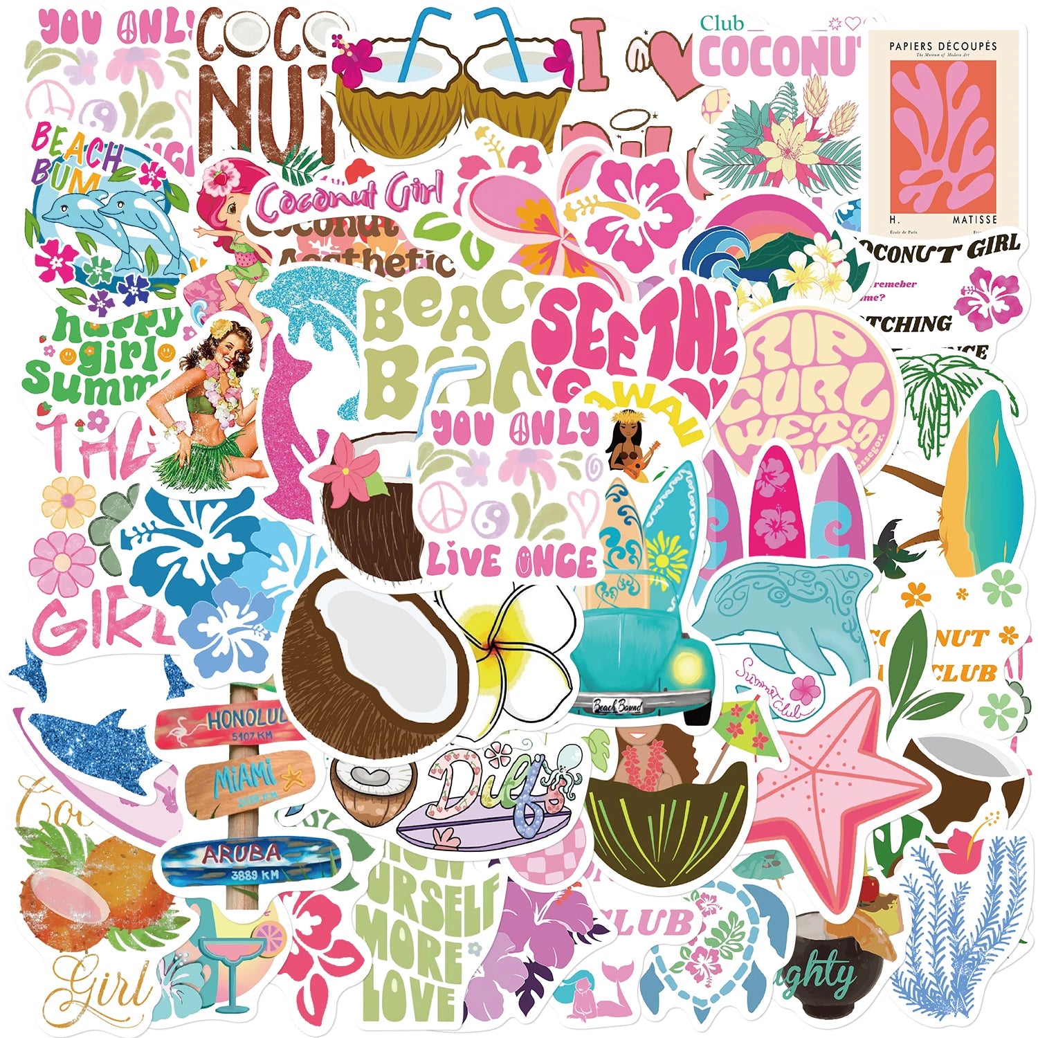 Coconut Vibes - 50Pcs Sticker Pack